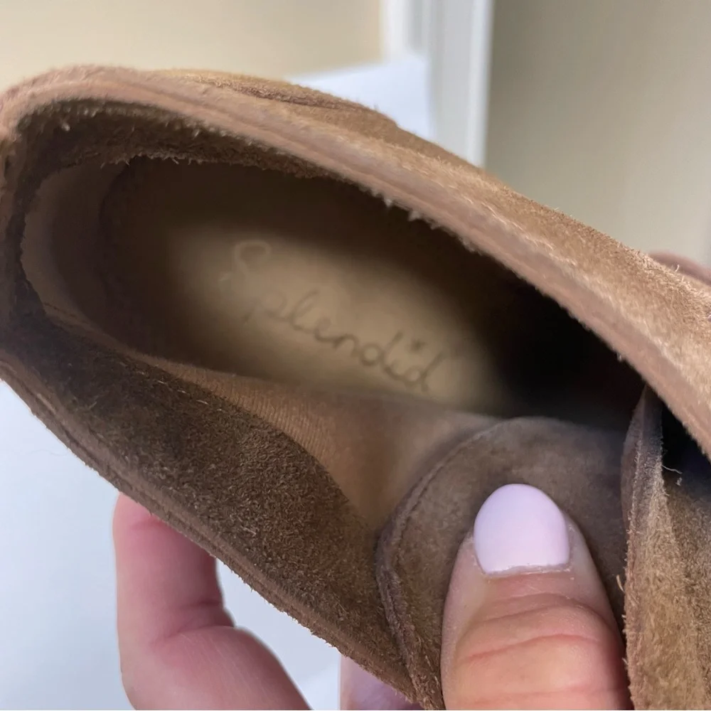 Anthropologie Splendid Paris Brown Suede Wedge Lace-Up Ankle Booties Size 9